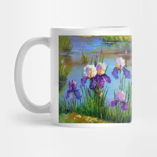 Irises at the pond Mug